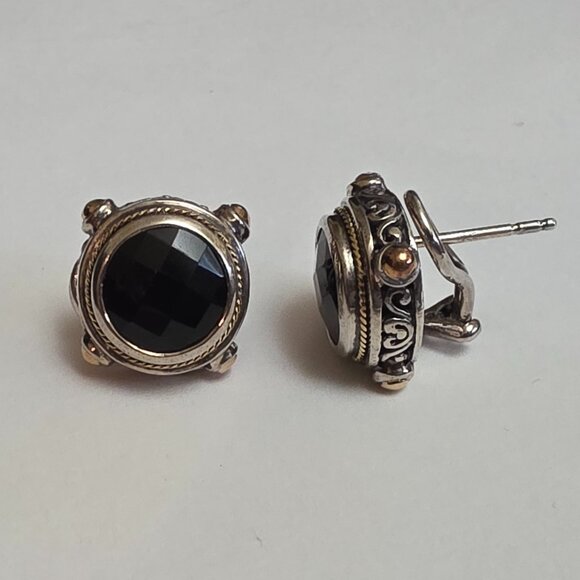 EFFY Balissima Onyx, Sterling Silver and 18K Yellow Gold Stud Earrings - Picture 2 of 14